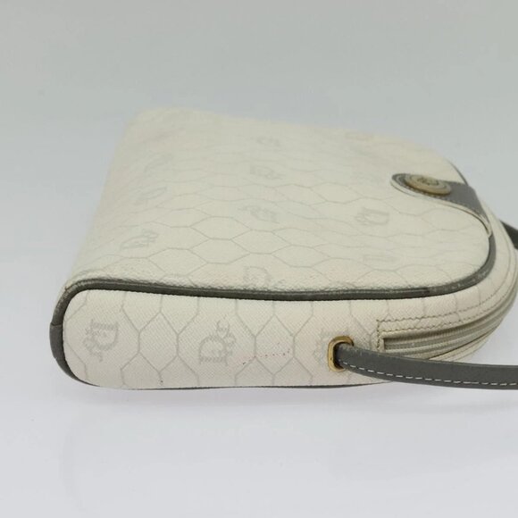 Christian Dior Honeycomb Canvas Shoulder Bag PVC White Gold Auth 141006 - Picture 4 of 16